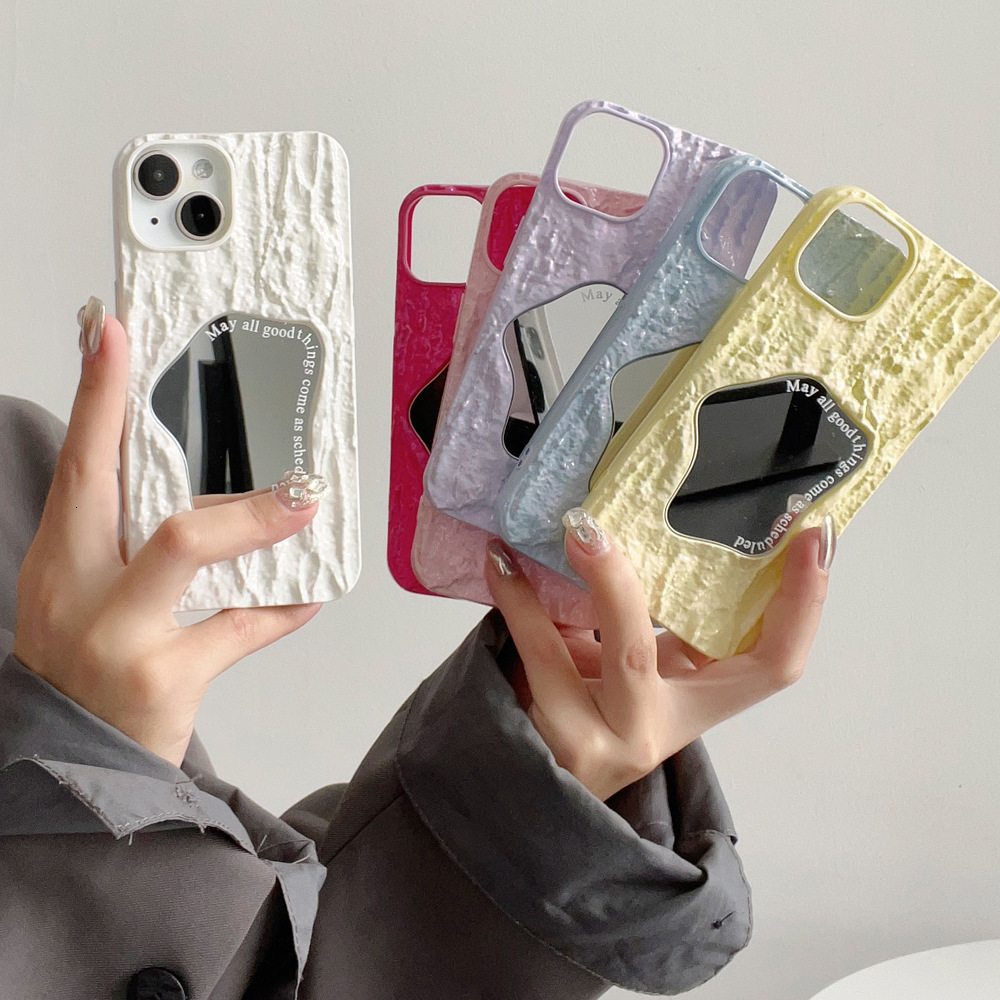 Dopamine Solid Color Wrinkle Mirror iPhone 17 Pro Max Apple 16 Phone Case 15 High-end Feel 14 for Women