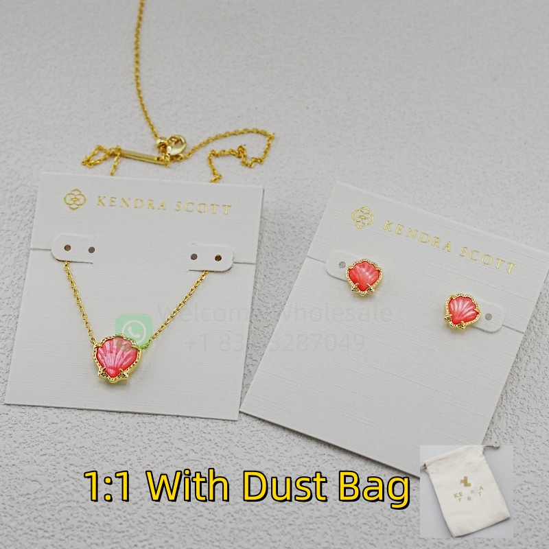 yiyibang 1:1 KS Jewelry Gold Kendraly Shell Necklaces Stud Earrings Jewelry Woman Designer Scotts Moissanite Chain Luxury Jewelry KTN003