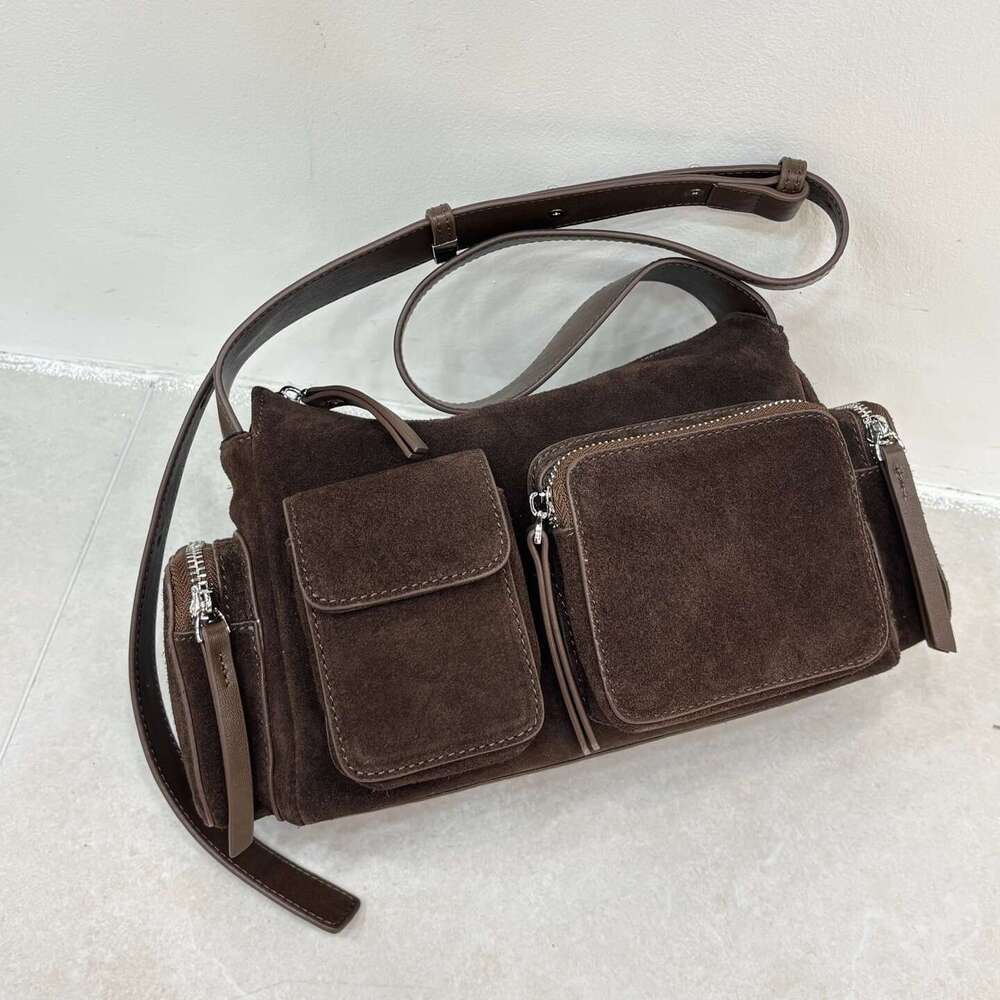 Luxury Designer Shoulder Totes Hobo High End Pocket Motorcycle Retro American Style Hot Girl Underarm Textured Top Layer Cowhide Single Crossbody Bag 