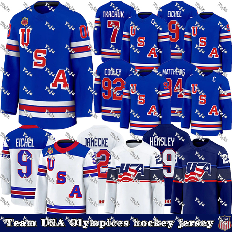 #34 AustonS MatthewsS Team USA hockey jersey 2026 Olympices hockey jersey #43 Quinn Hughes Jack Eichel Charlie McAvoy JT Miller Matthew Tkachuk Cole Caufield jerseys