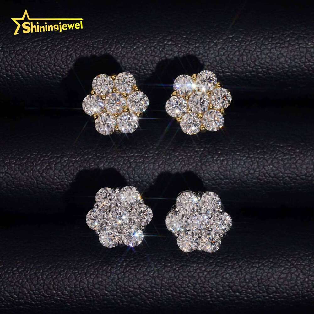 VVS Moissanite U.S. Warehouse Fast Shipping GRA Certified Pass Tester Hip-Hop Jewelry Iced VVS Silicon Stone Cluster Earrings