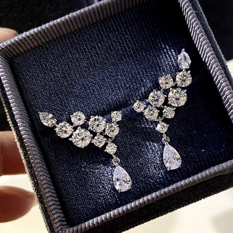 2026 Sparkling Handmade Stud Earrings Luxury Jewelry 925 Sterling Silver Water Drop 5A Zircon CZ Diamond Gemstones Party Wing Party Women Wedding Earr
