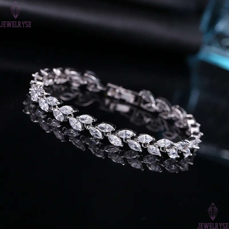 Fashionable Womens Bracelets jewelry Leaf Charm bracelet Silver White Blue AAA Cubic Zirconia Copper Top Quality Brass Bracelet Bangles For Women Part