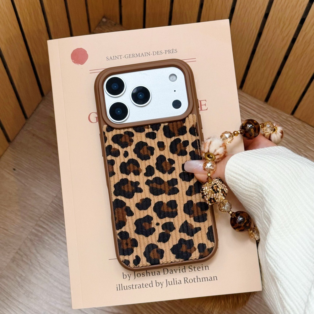 Corduroy Leopard Print Phone Case Compatible with iPhone 17 Apple 16 Max Autumn Winter 15 Pro European American 14 Women