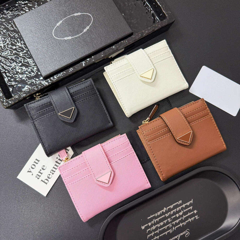 Triangle small Purse Designer bag Womens Key Wallets Luxury zippy wallet man fashion pink calfskin Leather Card Holders Coin Purses cardholder change bags with box