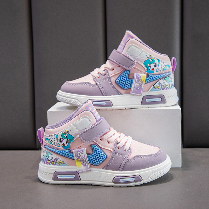 New design Children's mid-top sneakers 2025 Autumn New Korean style fashionable soft-soled anti-slip comfortable Versatile sports casual shoes Fr