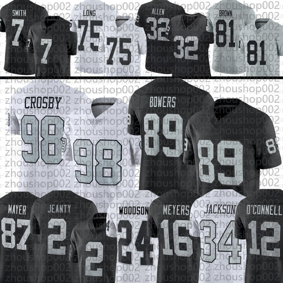 Ashton Jeanty Maxx Crosby Brock Bowers Football Jersey Geno Smith Bo Jackson Aidan OConnell Ken Stabler Howie Long akobi Meyers Charles Woodson Marcus