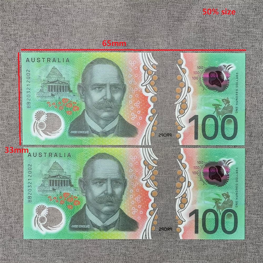 5A+ AUD Money Clear Polymer AUD Prop Money Notes 50 Dollar Pro Australian Prop Money NEW AUD Matte Effect Fake Money NOT REAL 65*33mm 50% Size
