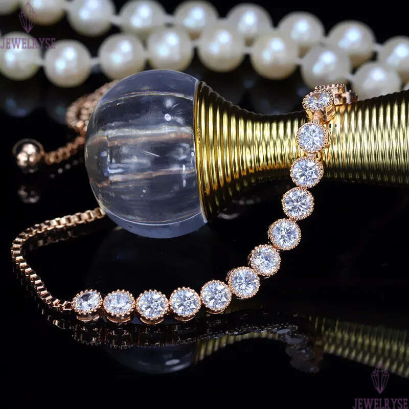 Classical 3A Cubic Zirconia Tennis bracelet Rose Gold Bracelets Copper White Round Diamond Luxury designer jewelry For Women Party Friend Girls Gift W
