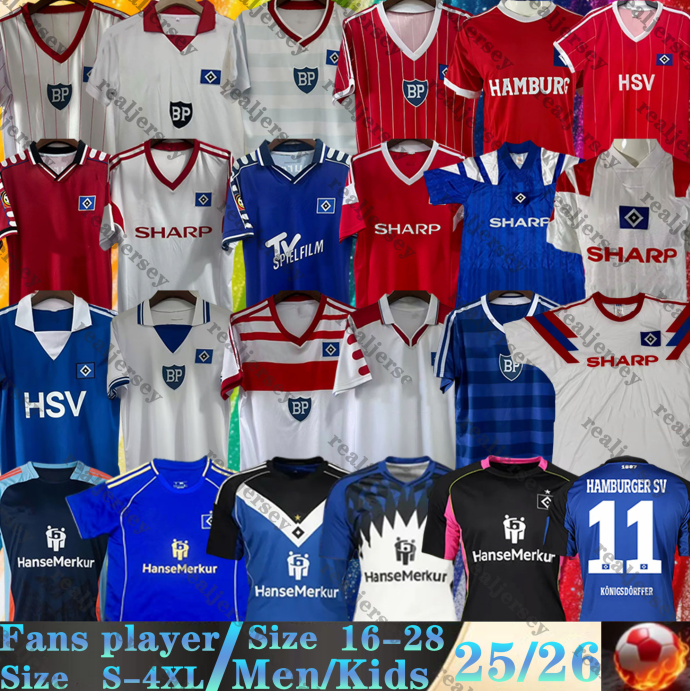 25 26 Hamburger SV soccer jerseys retro 74 75 83 84 86 88 90 HSV DOMPE GLATZEL KONIGSDORFFER NEMETH REIS MEFFERT PHERAI BENES MUHEIM 2025 2026 football shirt men kids kit