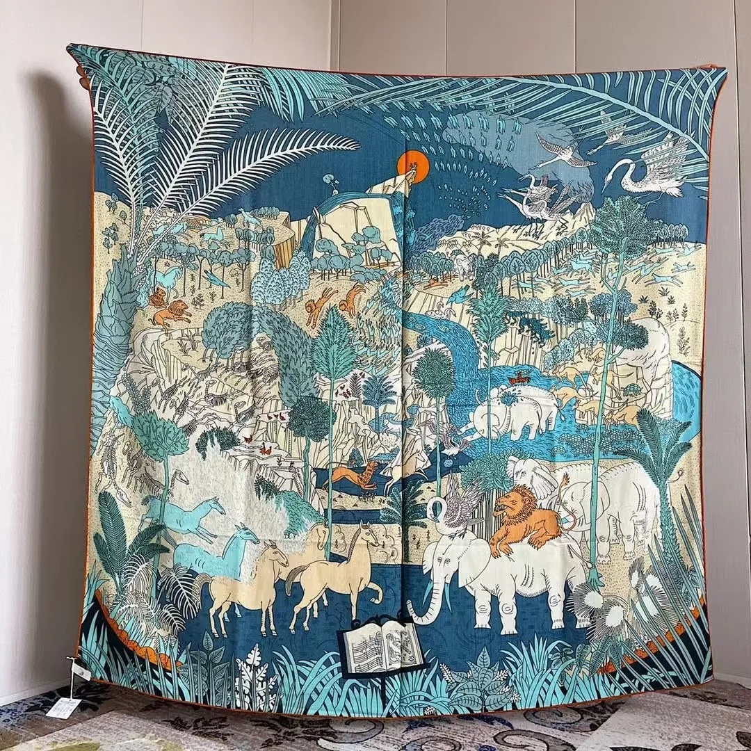 Silk scarf Scarves With Printed Animal Patterns Square Scarves Fashionable Top Brand H Shawls Travel Beach Famous Designer women's luxury scarves
