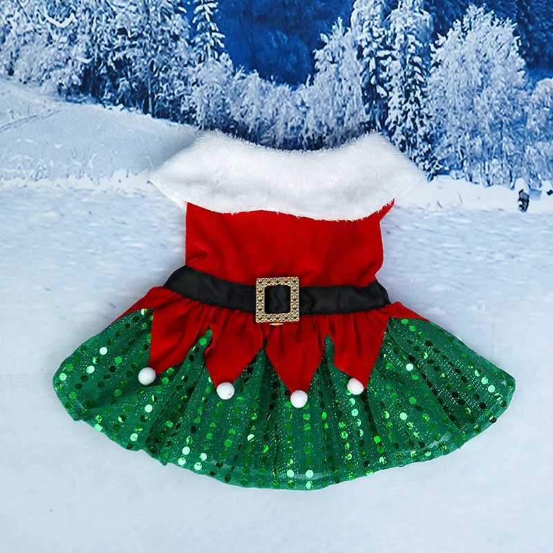 Christmas Dresses for Small Dogs Cats Fall Winter New Year Classic Red Belt Xmas Dog Clothes Puppy Outfit M251208