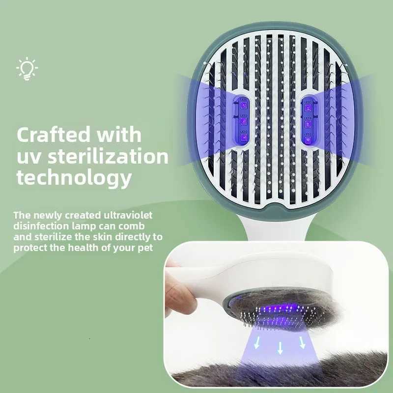 Cat Dog Comb Hair Remover Brush UVC Sterilization Pet Grooming Slicker Needle Comb Removes Tangled Self Cleaning Pet Supplies M251208 - view 4