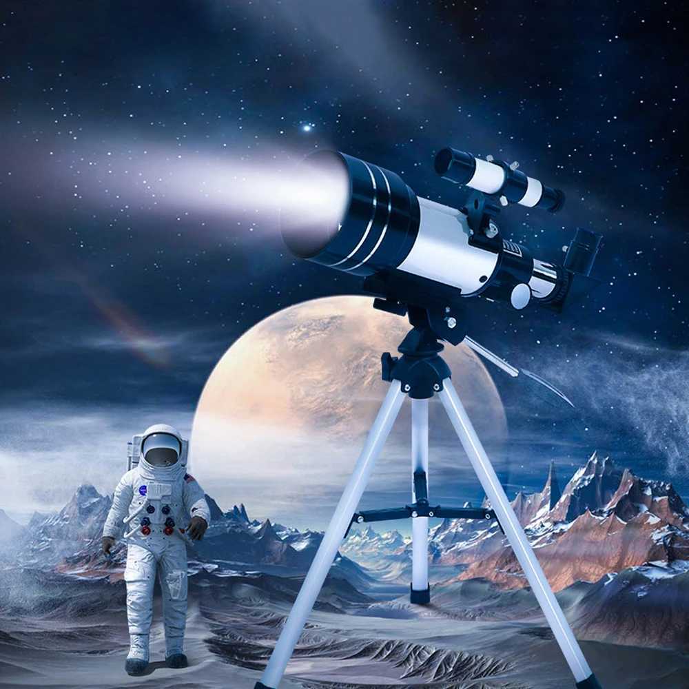 150X Astronical Telescope 70mm Aperture Refractor Portable Travel Telescope with Phone Adapter Wireless Remote C2512087