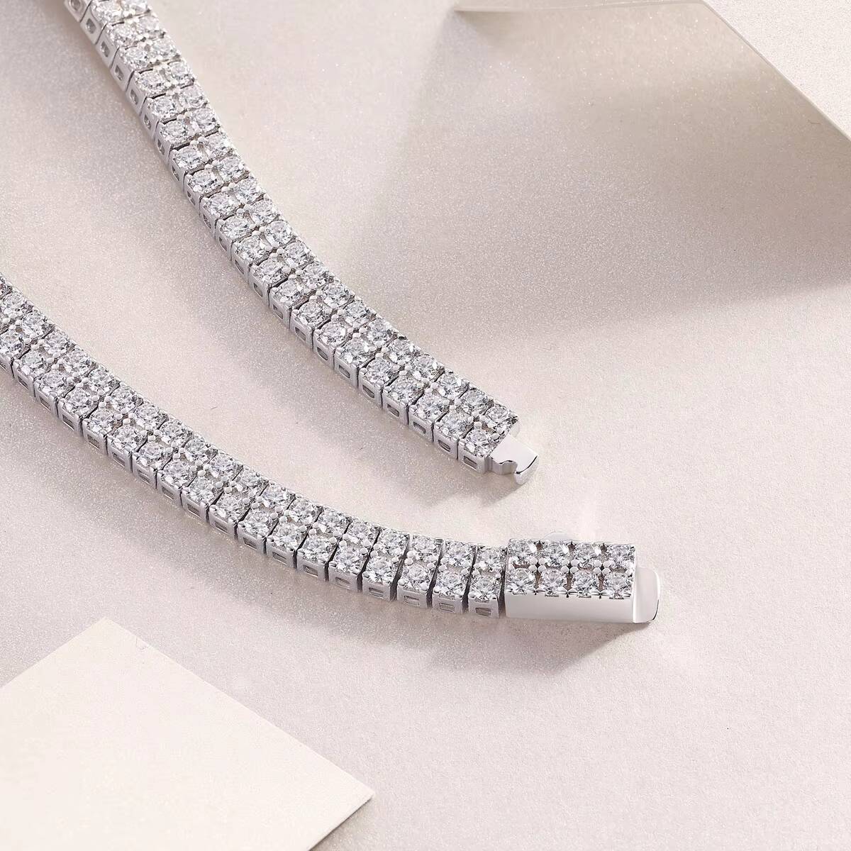 30mm Double Row Moissanite Tennis Bracelet S925 Silver Plated 18K Gold Sparkling Jewelry for Women Certified Tennis Bracelet