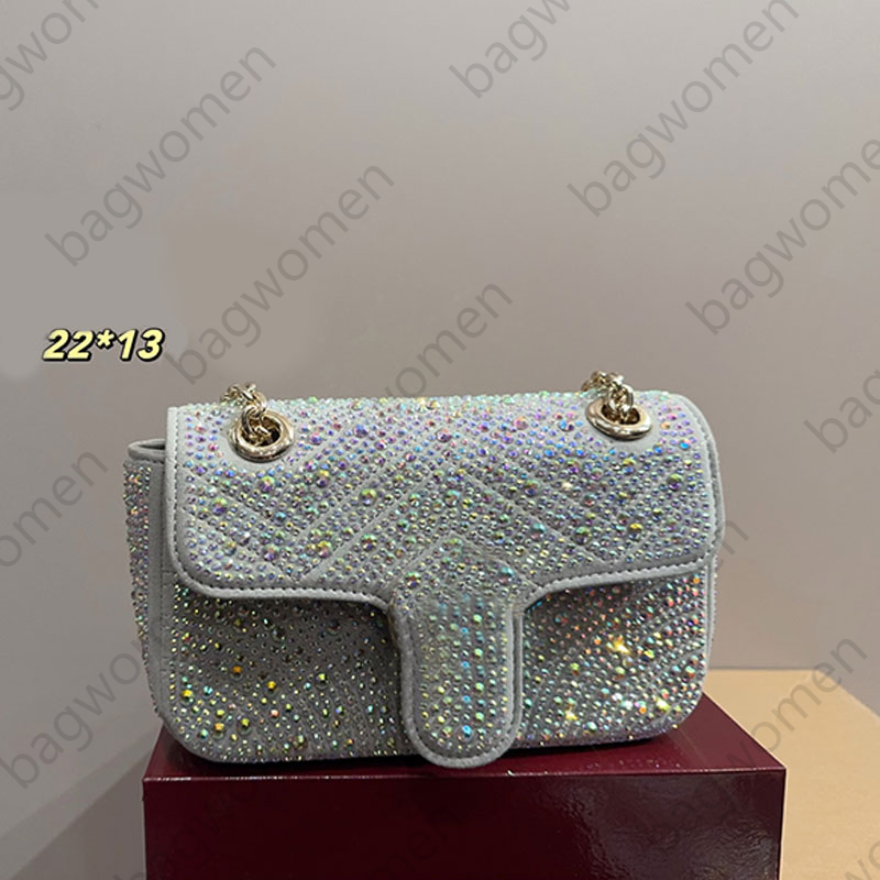 Diamond Horse Mask Bag Rhinestone Chain Armpit Bag Designer Bag Shoulder Bag Luxury Bag Handbag Purse Diamond Letters Lady Bag Silver Hardware Buckle Designer Purse