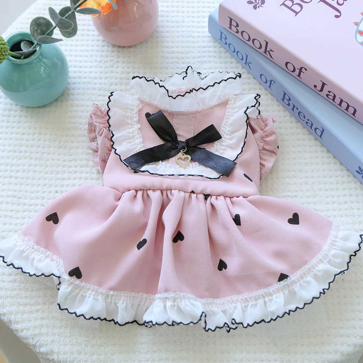 Cute Lace Dog Love Dress Summer Spring Pink Pet Jacket With Skirt Outfit Puppy Animal Cat Clothing Apparel Pomeranian Shih Tzu M251208