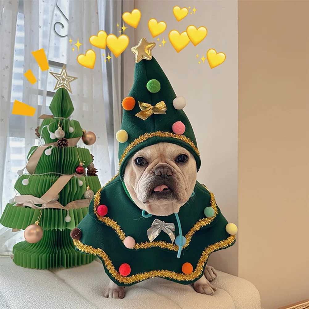 Lovely Christmas Dog Cape Festive Pet Cloak Christmas Role-Play Outfit Christmas Tree Dog Dress Funny Pet Christmas Clothing M251208
