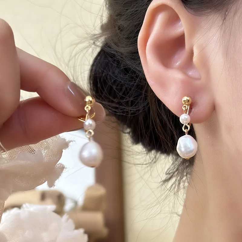 Irregular Baroque Pearl Drop Ear Clip For Women Wedding Birthday Party Temperament Jewelry Gifts for Mom Girls J251208