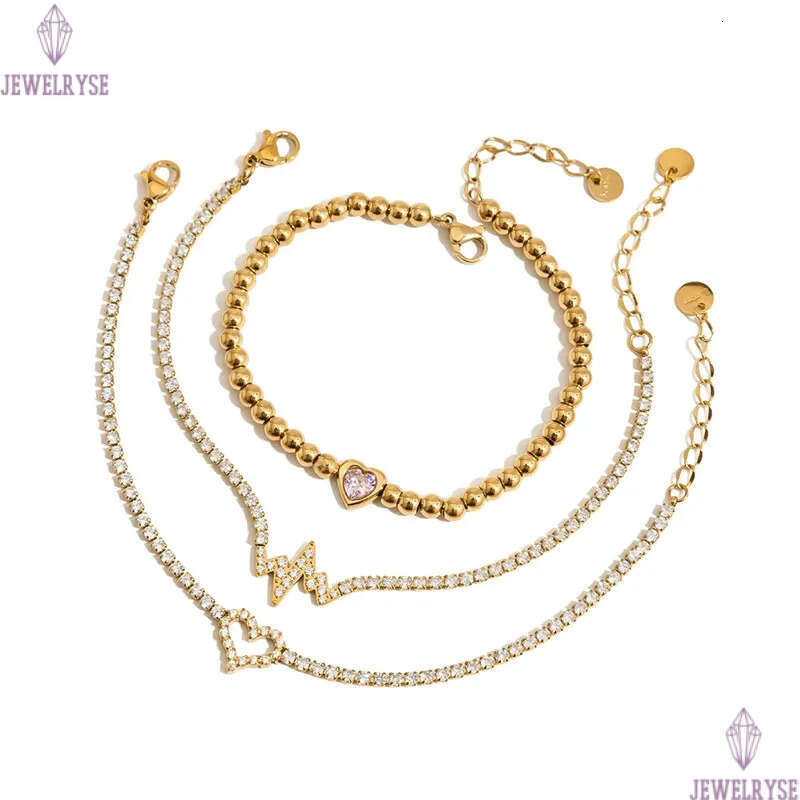 charm bowknot heart tennis bracelet designer for woman stainless steel 18k gold chain love AAA zirconia diamond bracelets womens jewelry friend birthd