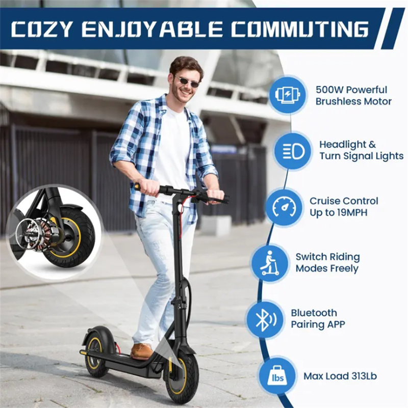 New X8 Pro 500W Electric Scooter for Adults 19MPH 36V 10.4AH Folding Commute Off Road Electric Scooter 30 Miles Range E-Scooter