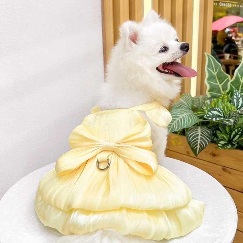 Spring Summer Pet Wedding Dress Dog Cat Clothes Fashion Dog Dresse Can Be Hung Towed Dog Supplies M251208