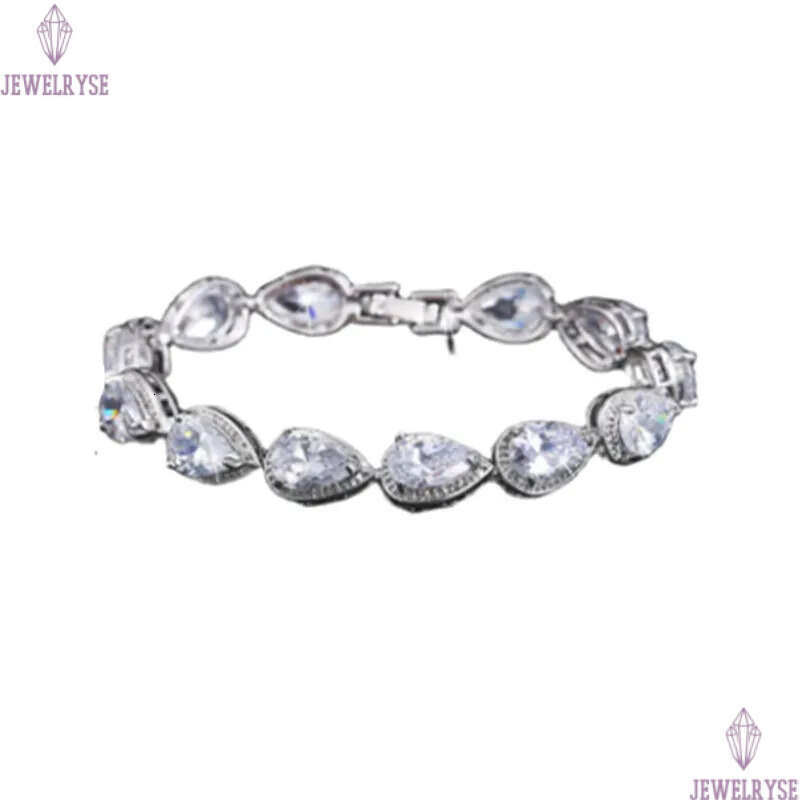 Charm Drop Diamond Tennis Designer Bracelet Woman Pink AAA Cubic Zirconia Copper Crystal Silver Bracelets Womens Engagement Wedding for Bridal Luxury 
