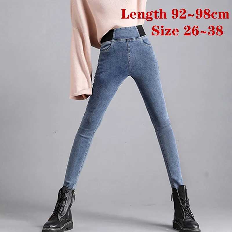 Over size 38 Elastic Waist Skinny Jeans Women Spring Slim Stretch Denim Pants Vintage Pencil Vaqueros Mom Pantalones De MujerT251208