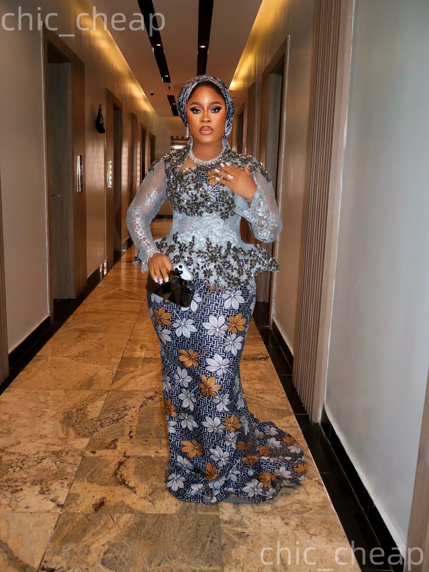 Aso Ebi Silver Mermaid Prom Dresses 2026 Lace Crystals Printed Evening Formal Party Second Birthday Engagement Gowns Plus Size Dress For Special Occas