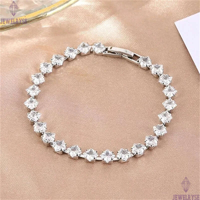 4x4mm CZ 18k gold tennis bracelet designer woman square iced out chain mens bracelets AAA zirconia silver diamond chains bangles man womens luxury jew
