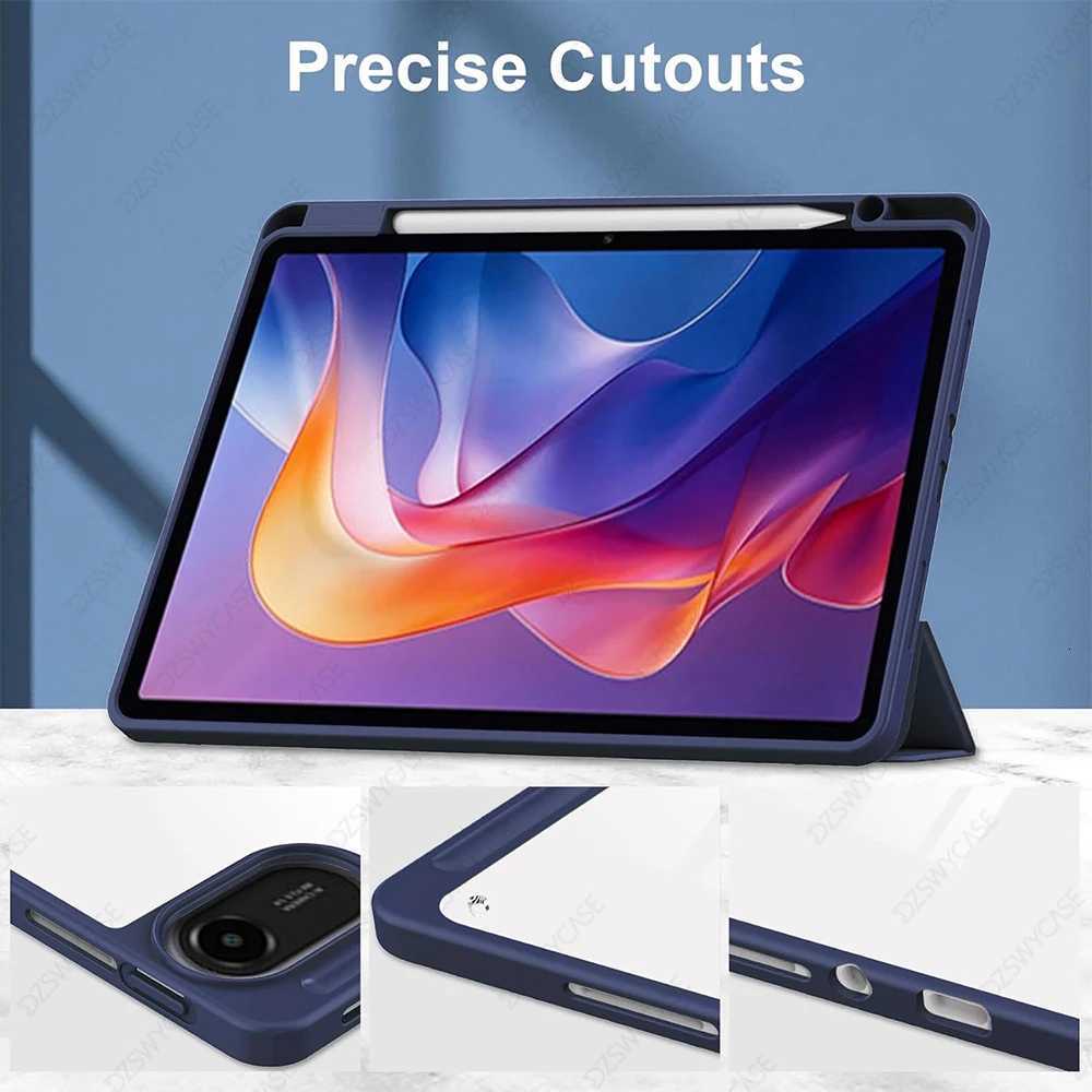 Case for Redmi Pad 2 11 inch 2025 Trifold Stand Case with Pencil Holder PU Leather Clear Back Cover C251208