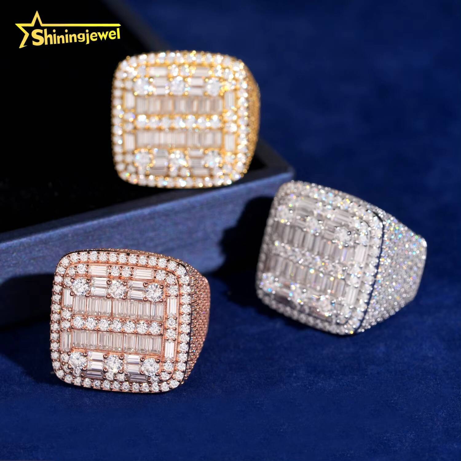 Hip Hop Rapper Style Iced Out Top Quality 925 Silver GRA Certificate Hip Hop Moissanite Ring for Men