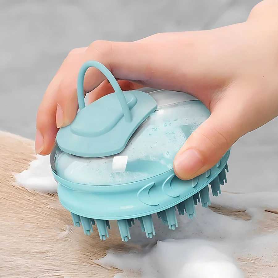 Pet Dog Cat Bath Brush 2-in-1 Pet SPA Massage Comb Soft Silicone Pet Shower Hair Grooming Cmob Dog Cleaning Tool Pet Supplies M251208 - view 5