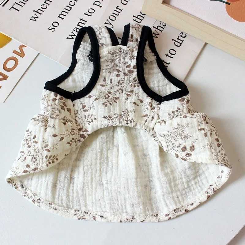 Retro Dog Princess Skirt Fashion Print Dog Clothes Summer Puppy Suspender Dress Black Lace Bow Cat Cotton Yarn Skirt Pet Costume M251208