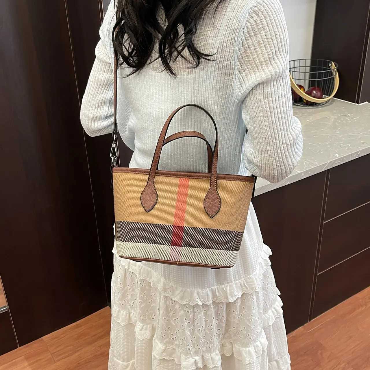 Popar New Texture Wens Handbags - Plaid Ctra Color Light Luxury Cmuter fits Shoder/Messenger Fi Design Y251208