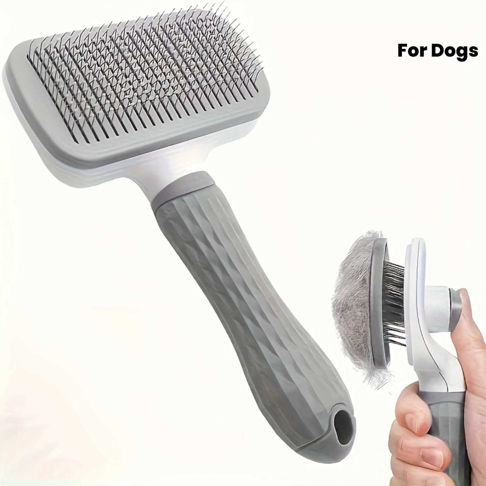1 pet brush with easy-to-clean buttons a pet massage comb for effective detangling and hair removal with an ergonomic M251208