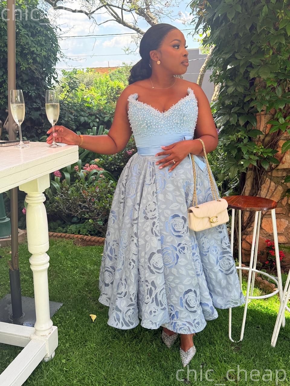Aso Ebi A-line Light Sky Blue Prom Dresses 2026 Lace Pearls Sweetheart Evening Formal Party Second Birthday Engagement Gowns Plus Size Dress For Speci