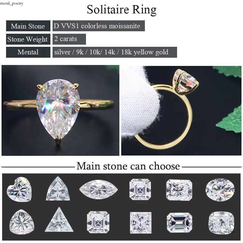 Luxury 9k 10k 14k 18k Engagement High Quality 3 Ct White Gold Round Cut Silicon Stone VVS Moissanite Ring