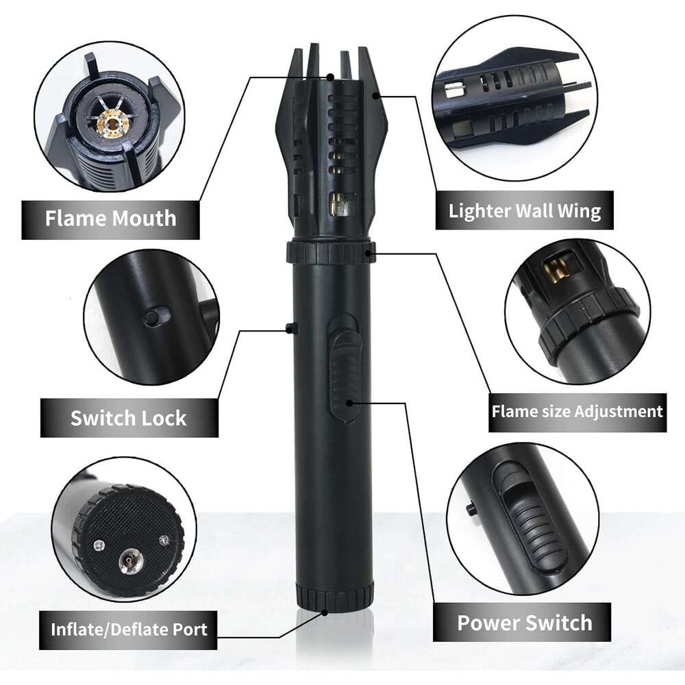 Torch Lighter with Safety Lock and Adjustable Red/Blue Flame, Refillable Butane Gas Windproof Cold Fire Lighter, Suitable for Candles, Campfires, BBQs