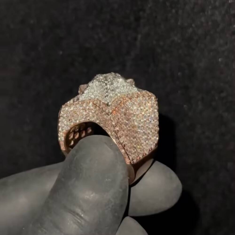 Star Shaped Iced Out Ring 925 Sterling Silver VVS Moissanite Hip Hop Statement Jewelry