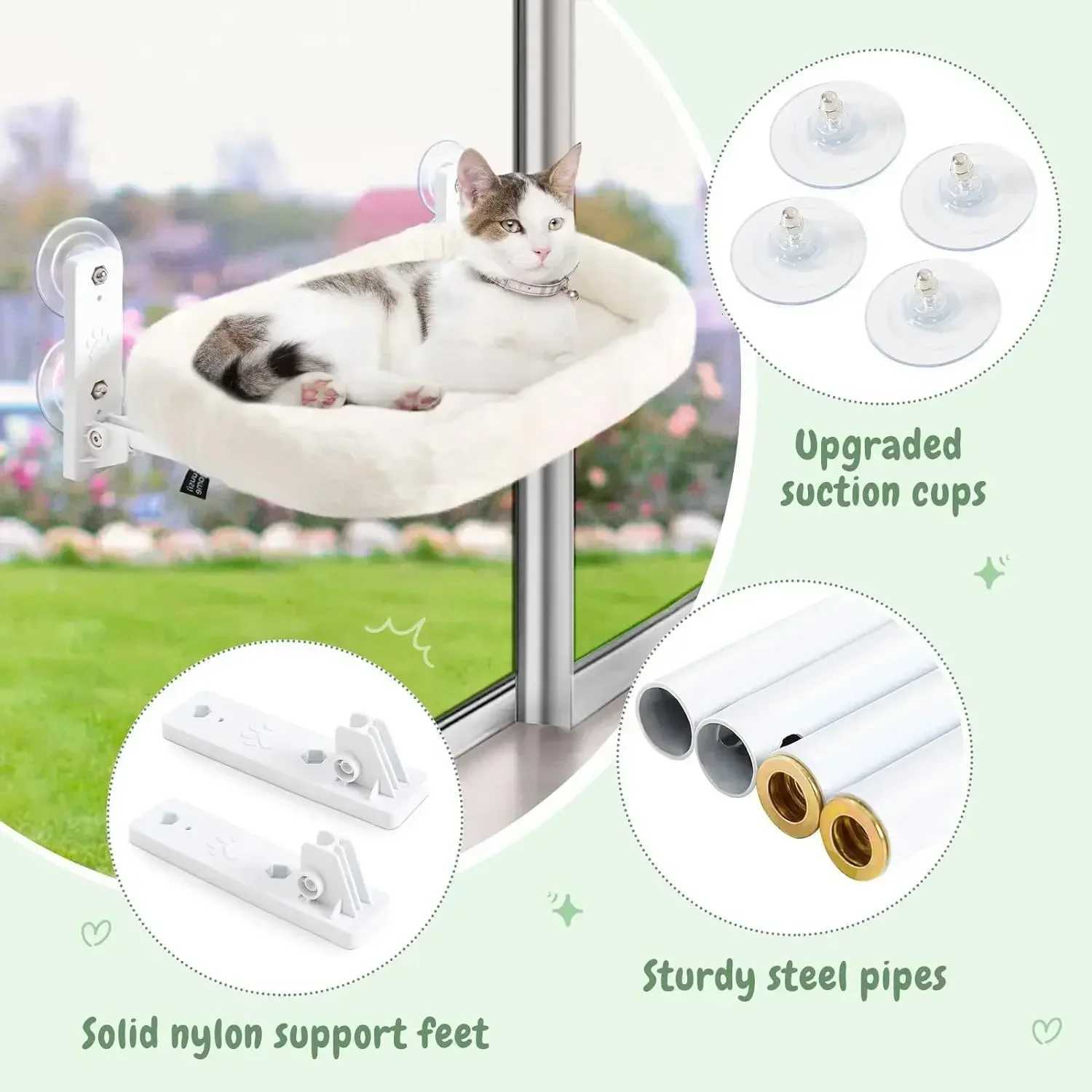 Winter Cat Hammock Window Habitat Cat Sunbathing Glass Hanging Suction Cup Balcony Pet Nest Foldable Pet Bed Cat Supplies Y251206