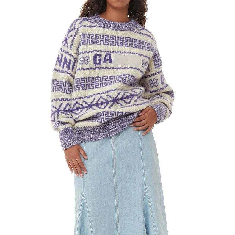 26ss new letter printed wool sweaters women designer round neck knitted long sleeved sweater fashion loose knitwear