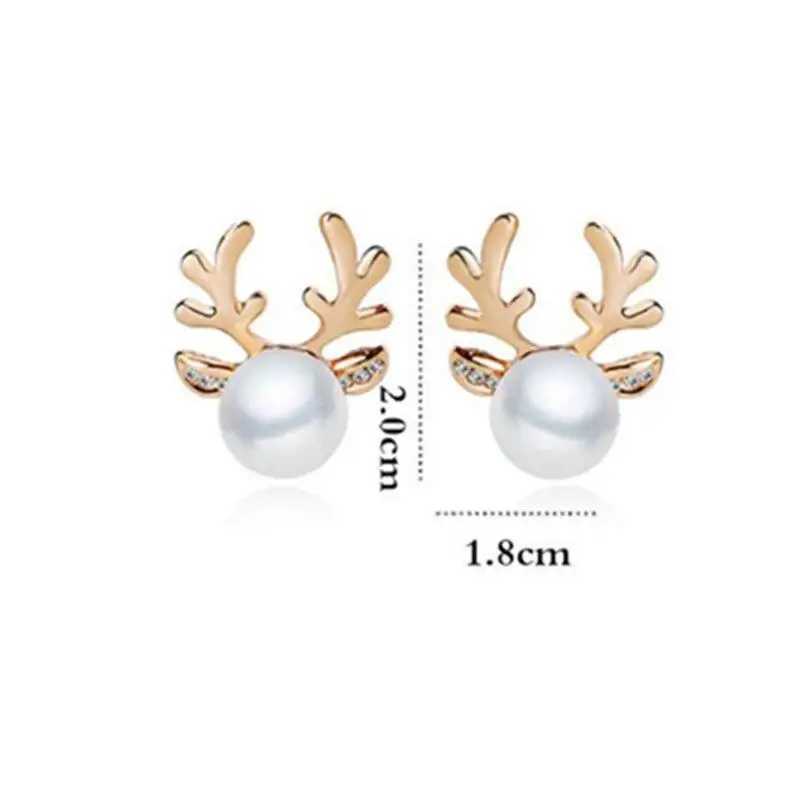 Elk Horn Pearl Earrings/ Reindeer Horn Pearl Earrings Stud Earrings for Women Pearl Earrings for Women J251208