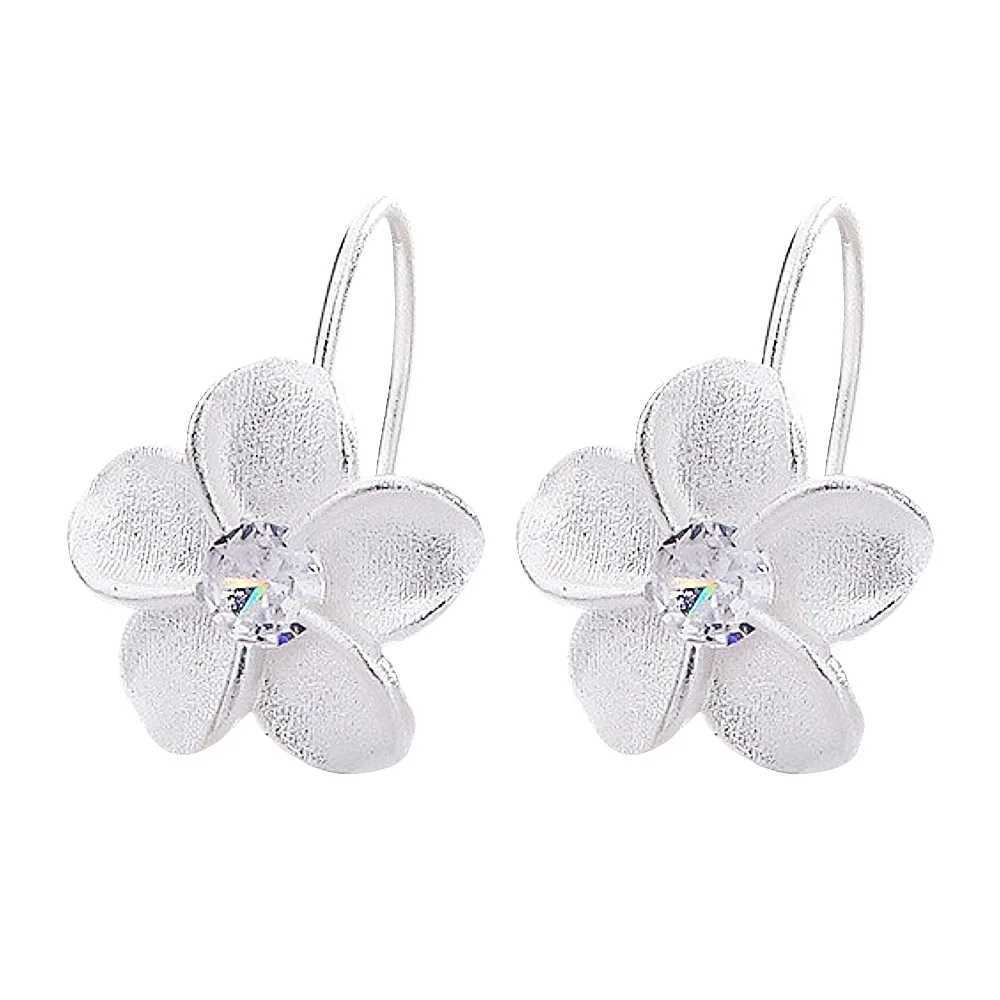 Cute Small Silver Color Frosted Flower Earrings for Women Party Plant Floral Earrings Wedding Party Ear Hook Korean Jewelry J251208