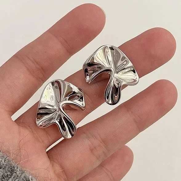 Real 925 Sterling Silver Wrinkled Flower Stud Earring for Women Minimalist Trendy Fine Jewelry Personality Plant Accessories J251208