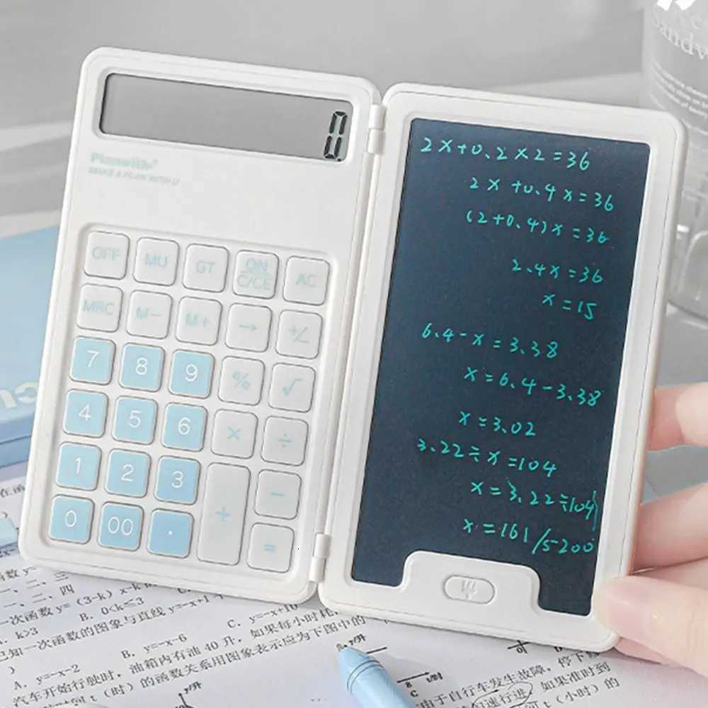 Cute Foldable Calcator Portable LCD Display Mini Finance Calcator Practical LCD Notepad Student Calcator School Stationery H251208