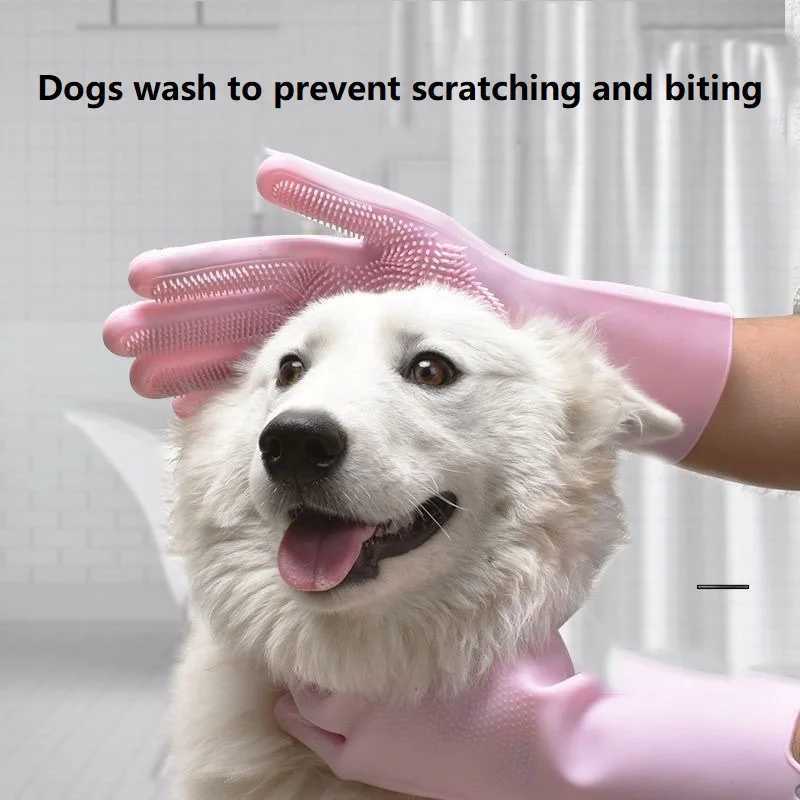 Pet Hair Removal Glove Grooming Cleaning Gloves Dog Cat Bathing Shampoo Glove Scrubber Cleanner Silicon Hair Removal Glove MMR04 M251208 - view 4