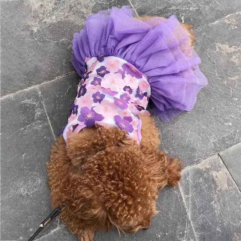 Lovely Small Dog Dress Female Tiny Puppy Clothes Girl Tutu for Dogs Dresses Harness Birthday Apparel Purple Luxury Pet Clothes M251208