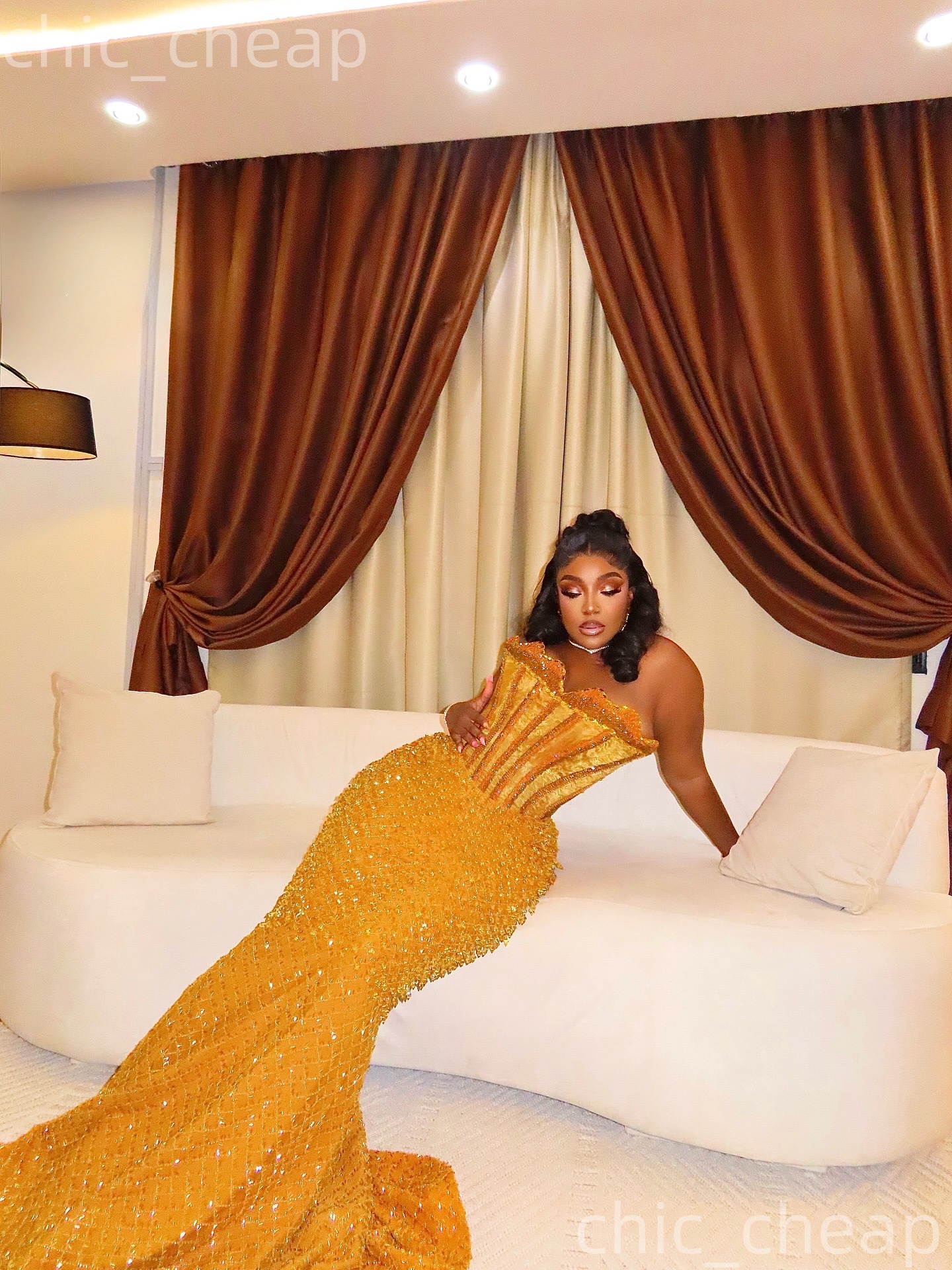 Aso Ebi Yellow Mermaid Prom Dresses 2026 Beaded Rhinestones Luxurious Evening Formal Party Second Birthday Engagement Gowns Plus Size Dress For Specia