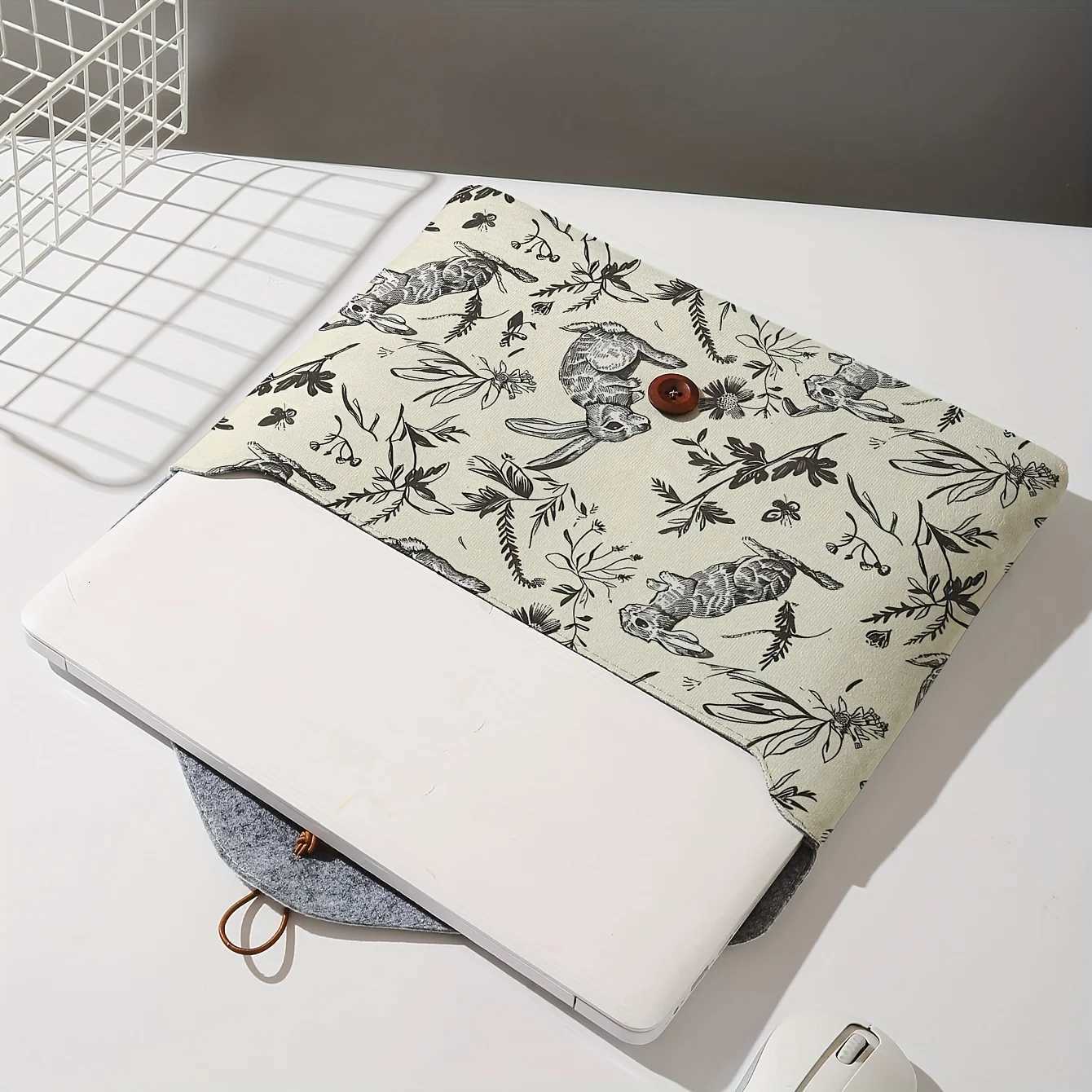 Rabbit print pattern laptop bag with soft laptop fabric cover suitable for laptop soft cover storage and tablet storage bagT251208